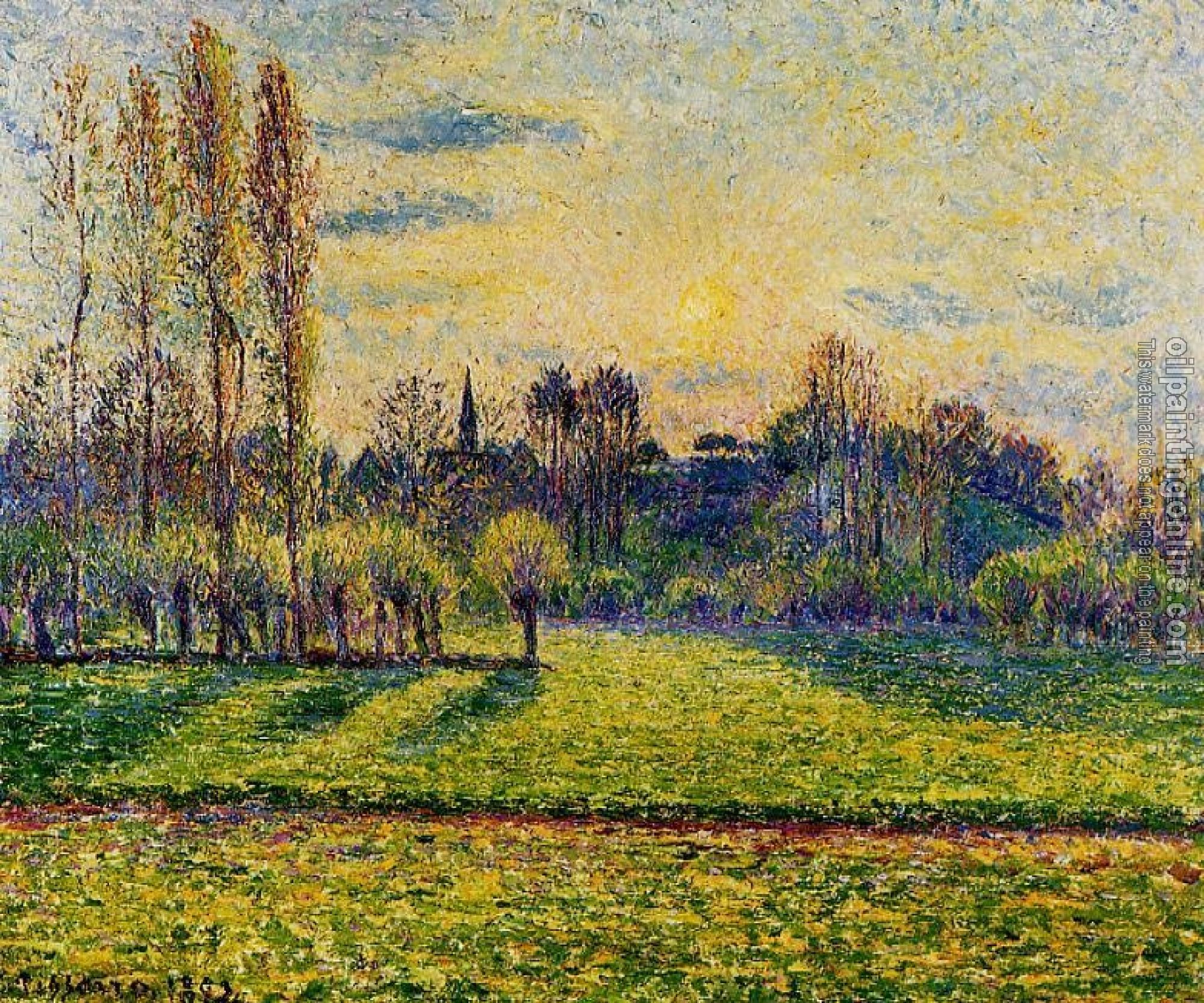 Pissarro, Camille - View of Bazincourt, Sunset